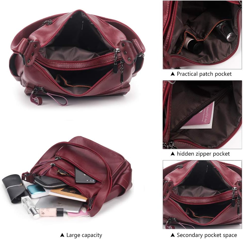 Artwell Fashion Crossbody Bag For Women Shoulder Bag Soft PU Leather Handbags Purses Multi Pocket Hobo Tote Bag