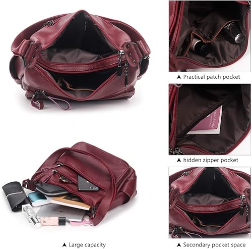 Vista 5 de Artwell Bolso cruzado de moda para mujer, bolso de hombro suave de piel sintética, bolsos de mano de múltiples bolsillos