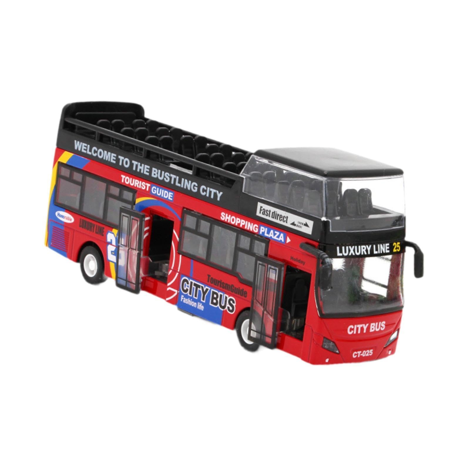 Sharplace Giocattolo in Autobus a Due Piani con Città E Suoni di Autobus Che Tornano per I Regali di Compleanno per Bambini, Rosso