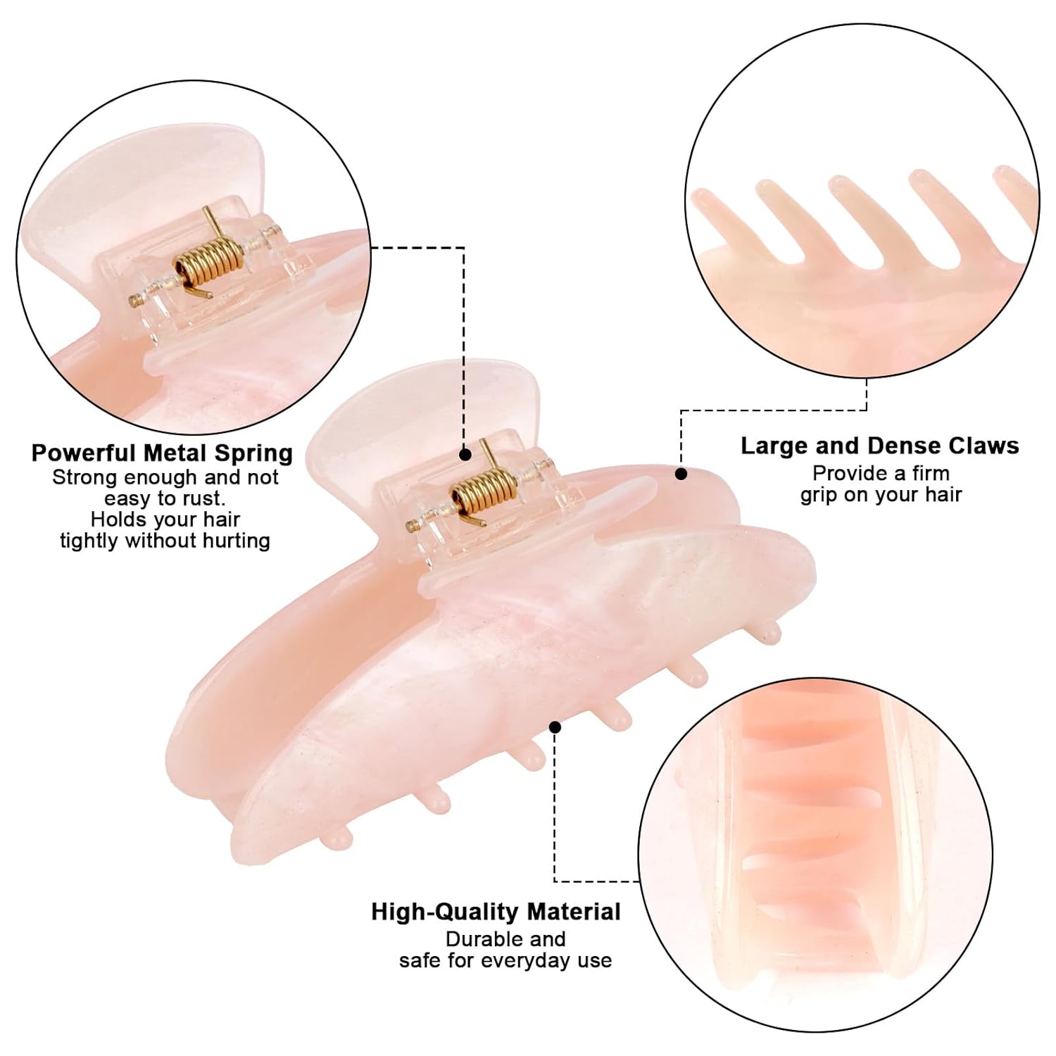4PCS Large Acrylic Hair Claw Clips for Women, Strong Hold Jaw Clips for Thick Hair, Nonslip Hair Accessories - Image 4
