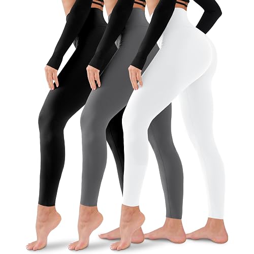 3 Pack Leggings for Women-No See-Through High Waisted Tummy Control Yoga Pants Workout Running Legging