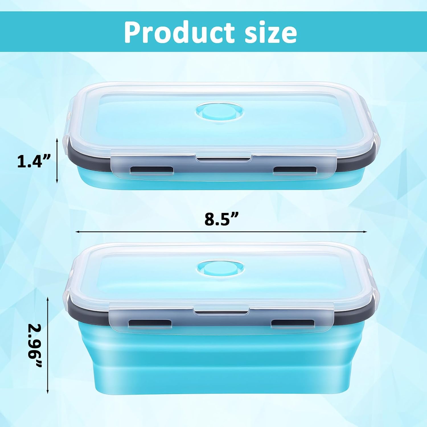 4 Pack 40oz Collapsible Food Storage Containers Marinating Container with Lid Foldable Silicone Kitchen Bowls Microwave Freezer Dishwasher Safe, Blue