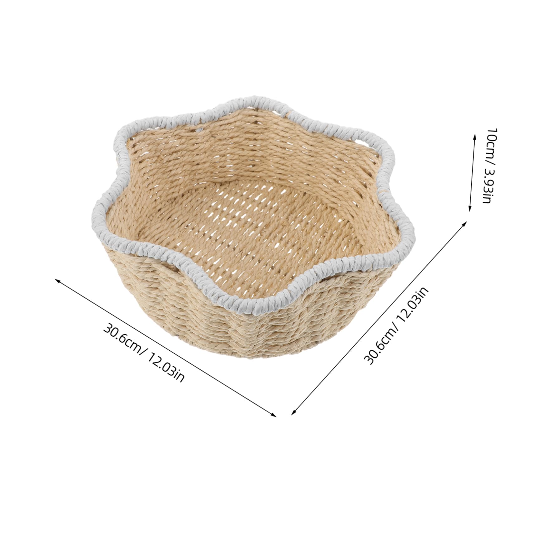 Cesta de Almacenamiento Tejida Mano Trenzado Organizador Decorativo de Imitación Ratán para Escritorio Sala Cocina y Baño Cesta Multiusos para Frutas y Snacks