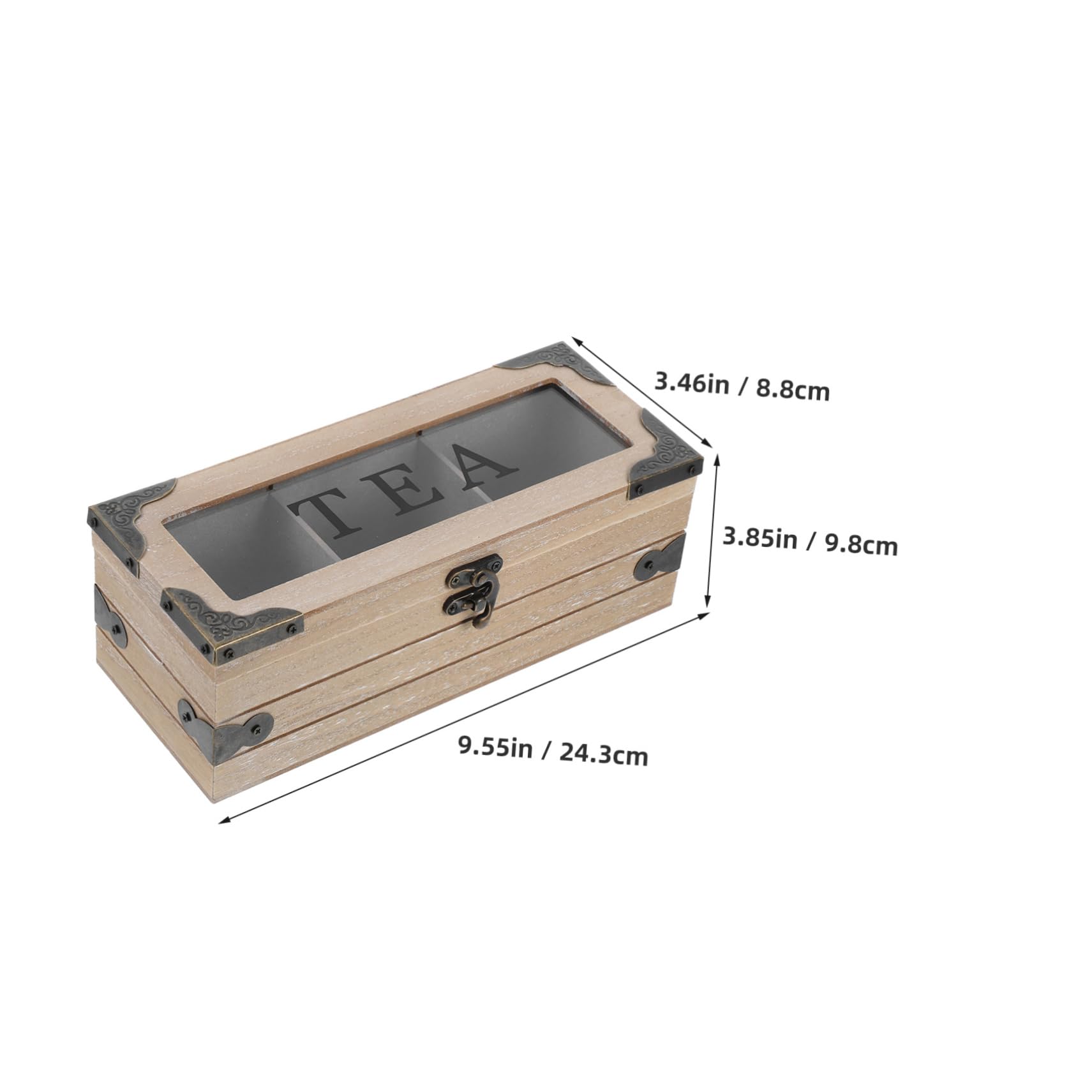 Scatola Porta Bustine di Tè in Legno 1 Pz con 3 Scomparti