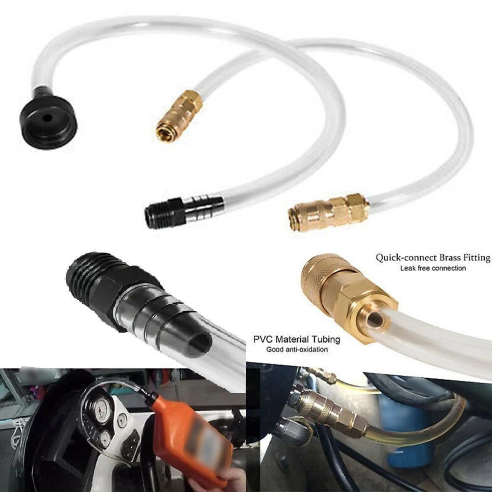 Kit di spurgo idraulico dello sterzo di grado marino, connettore in ottone, strumento di riempimento del tubo in PVC per Seastar entrobordo fuoribordo, rimozione dell'aria e ricarica del fluido