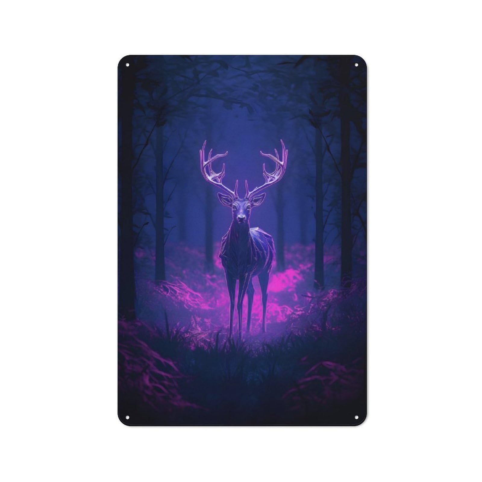 Junmoney Deer Neon Light Forest Clean Industrial Decorative Metal Plaque 30X20cm, Loft Wall Plaque For Modern Home, Workshop, Office Or Cafe