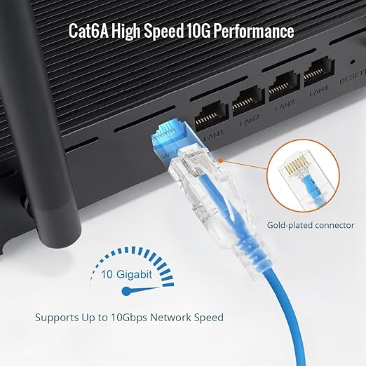 Cable Ethernet Cat6a de 15ft Tecmojo UL, 10Gbps, 2 Unidades, Azul miniatura 4