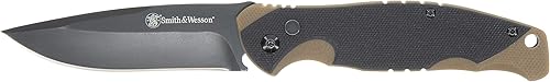 Miniatura 1 de Smith & Wesson Freelancer - Cuchillo plegable con botón de alto carbono de 8 pulgadas con hoja de punta de clip de 3.2 pulgadas y mango G10 para