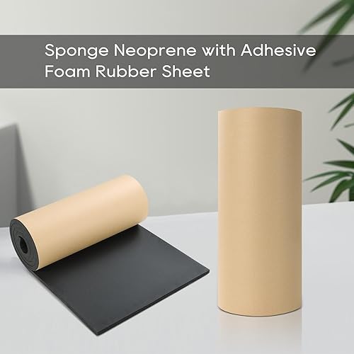 Miniatura 26 de NATGAI Esponja de neopreno con lámina de goma de espuma adhesiva de 1/4 pulgadas de grosor x 12 pulgadas de ancho x 54 pulgadas de largo, cortado a