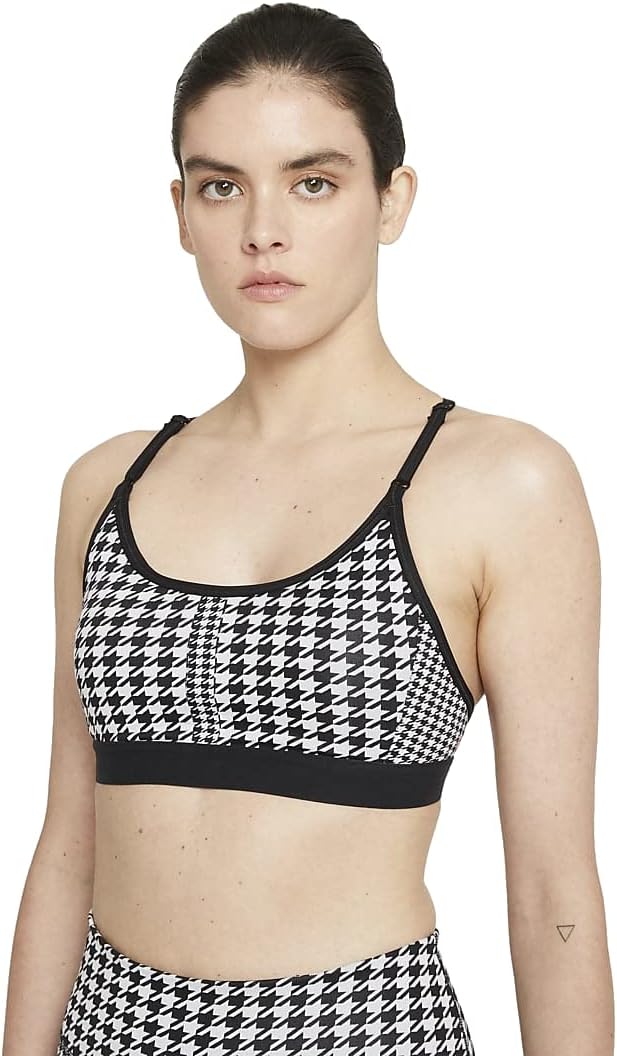Nike Dri Fit Icon Clash Padded T-Back Light Support Sports Bra Black,White (Small)