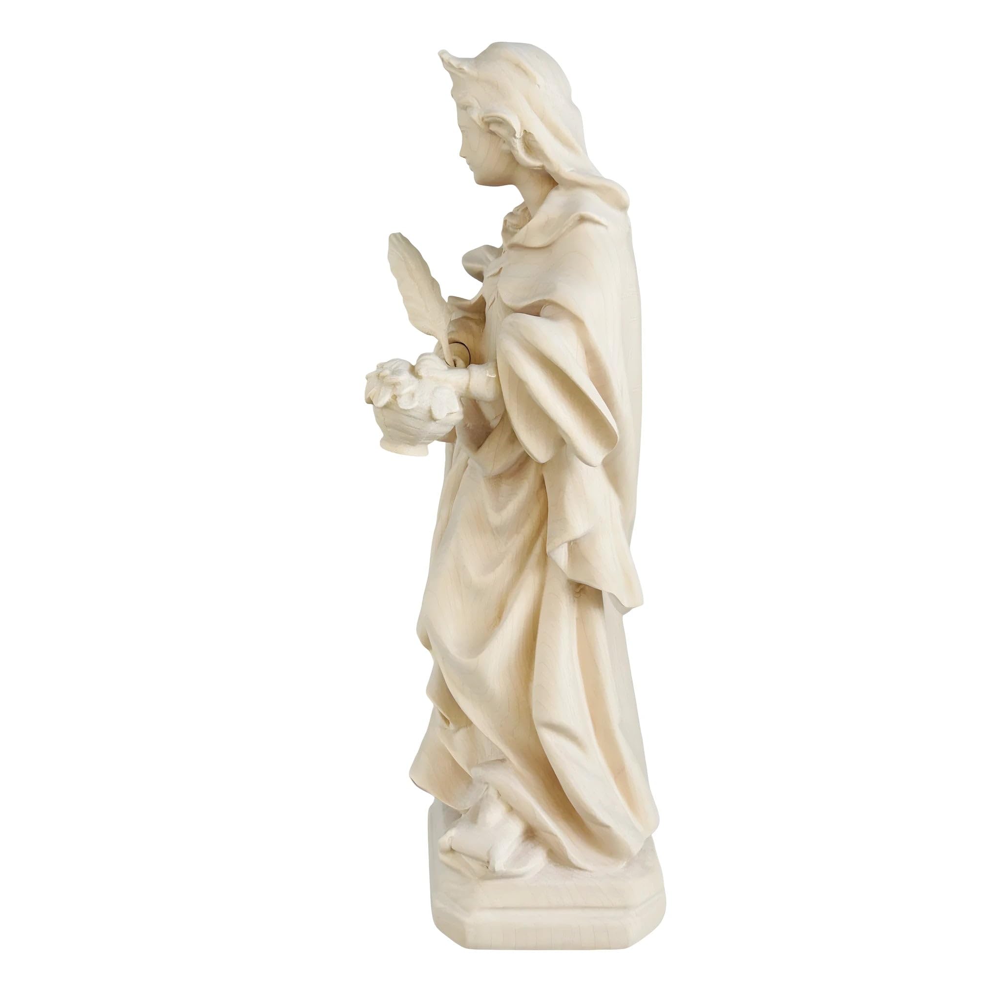 Dolfi | Santa Dorotea esculpida con cesta de flores 20 cm | Madera natural de Val Gardena | Figura Belén