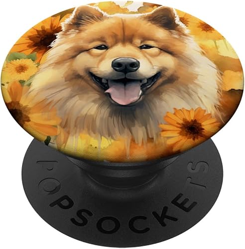 Chow Chow Dog Acuarela Girasol PopSockets Estándar PopGrip