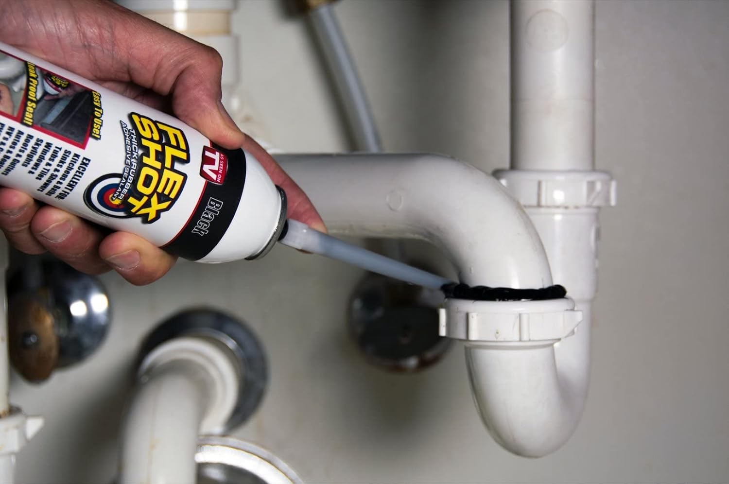 Flex Shot Rubber Adhesive Sealant Caulk, 8-oz, White : Industrial & Scientific