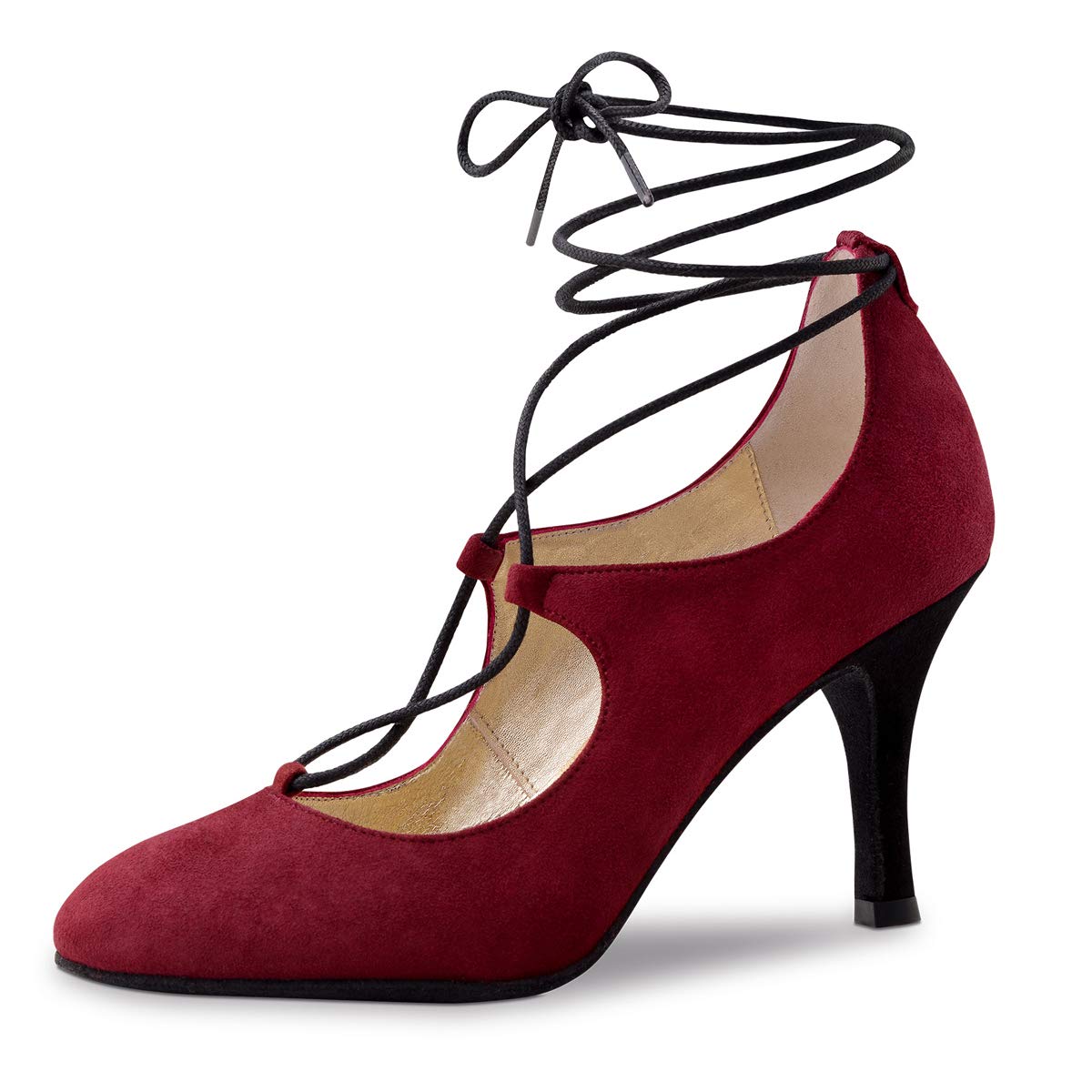 damskie buty do tańca / czółenka Dunja - skóra welurowa bordowa czerwona - 8 cm Stiletto - Made in Italy, czerwony - bordowy - 36 2/3 EU