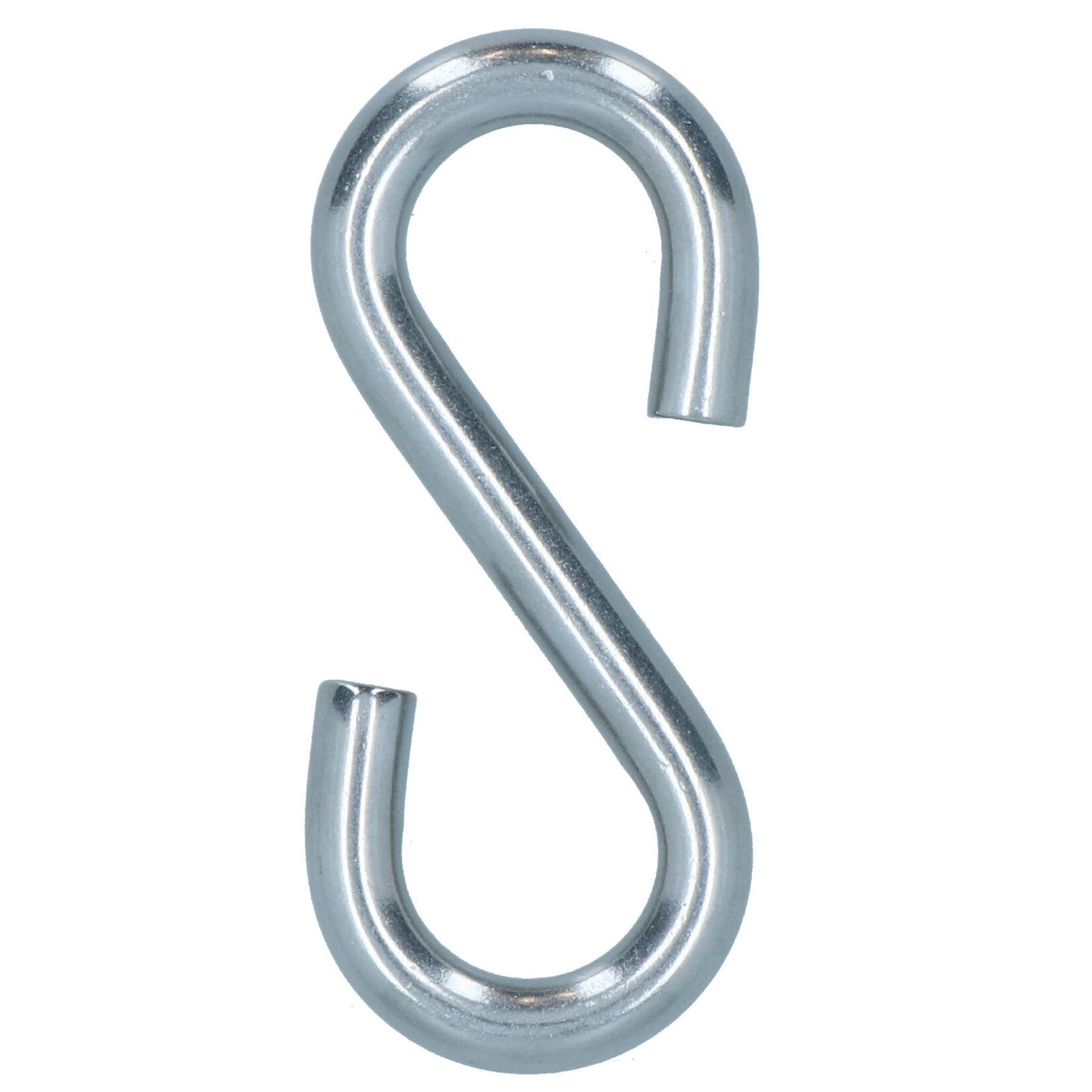 AB Tools 50 ganchos en forma de S de 5 mm de acero inoxidable de grado marino para colgar sartenes de cocina