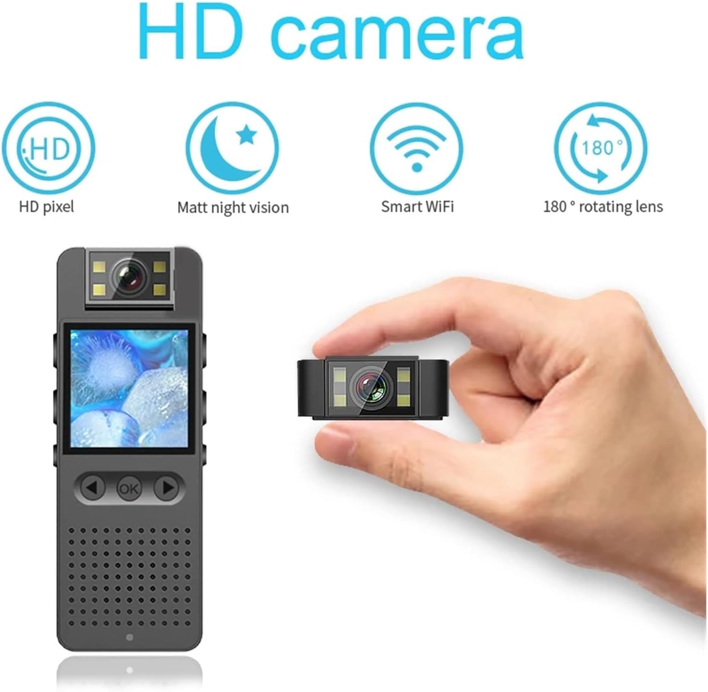 ボディカメラ、 1080P HD 赤外線ナイトビジョン CS06 ミニカメラ LED スクリーン小型ビデオカメラカムバイクカメラ(S