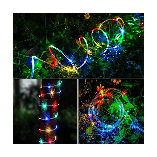 12M LED Schlauch Lichterkette Außen, USB und batteriebetriebene LED IP67 Wasserdicht Bunt Lichterschlauch mit 8 Modi… – Bild 8