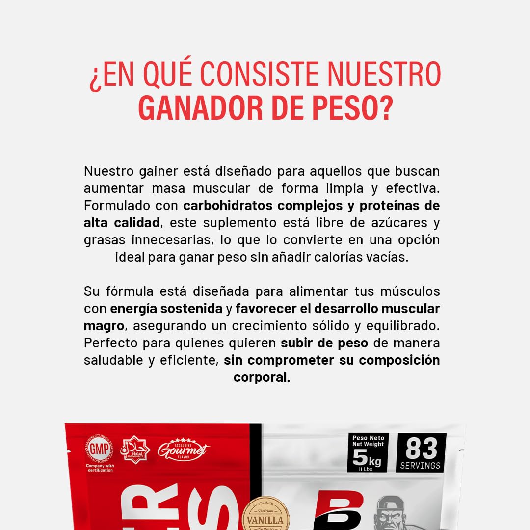 Beverly Monster Mass - Proteína de suero whey mas hidratos de carbono y glutamina - 5 Kg - 83 servicios - Masa muscular y fuerza. Excelente sabor y disolución. Sabor (VAINILLA)