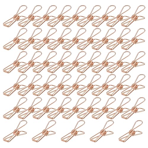 UMCHU 50 Pcs Mini Clips para Fotos,Clip de Lienzo para Tienda al Aire Libre,Clips de Carpeta de Oro Rosa,Clip de Cierre de Bocadillos,para Fotos de Salón,Navidad,Bodas,Fiestas