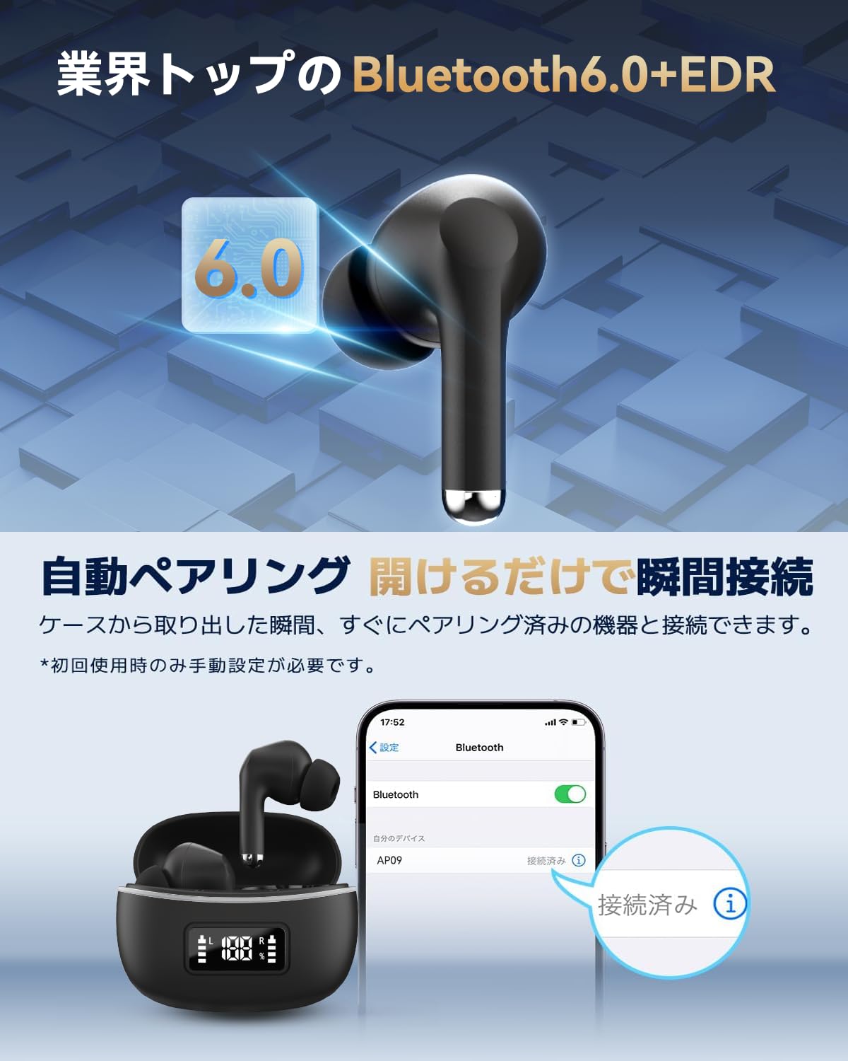 Amazon.co.jp: ワイヤレスイヤホン Bluetoothイヤホン 6つのシリコン