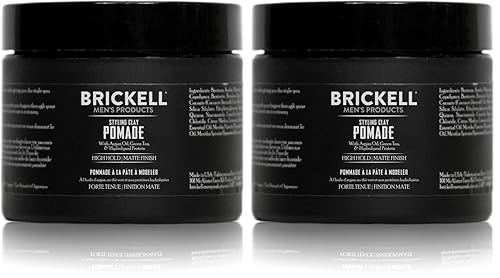 Miniatura 8 de Brickell Men's Products Pomada de arcilla para peinar el cabello, natural y orgánica con fuerte sujeción y acabado mate, producto para peinados