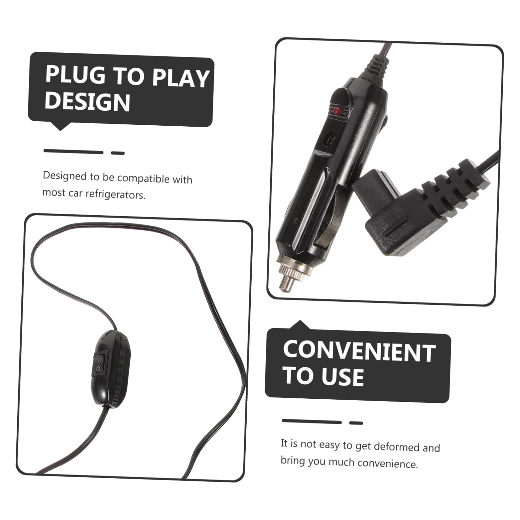 MAGICLULU Car Fridge Power Cord Fridge Extension Cable Easy to Install for Portable Refrigerators and Coolers