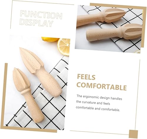 Miniatura 3 de Exprimidor de limón de madera natural, herramienta de cocina manual, mango ergonómico, escariador de cítricos de mano para extracción de jugo