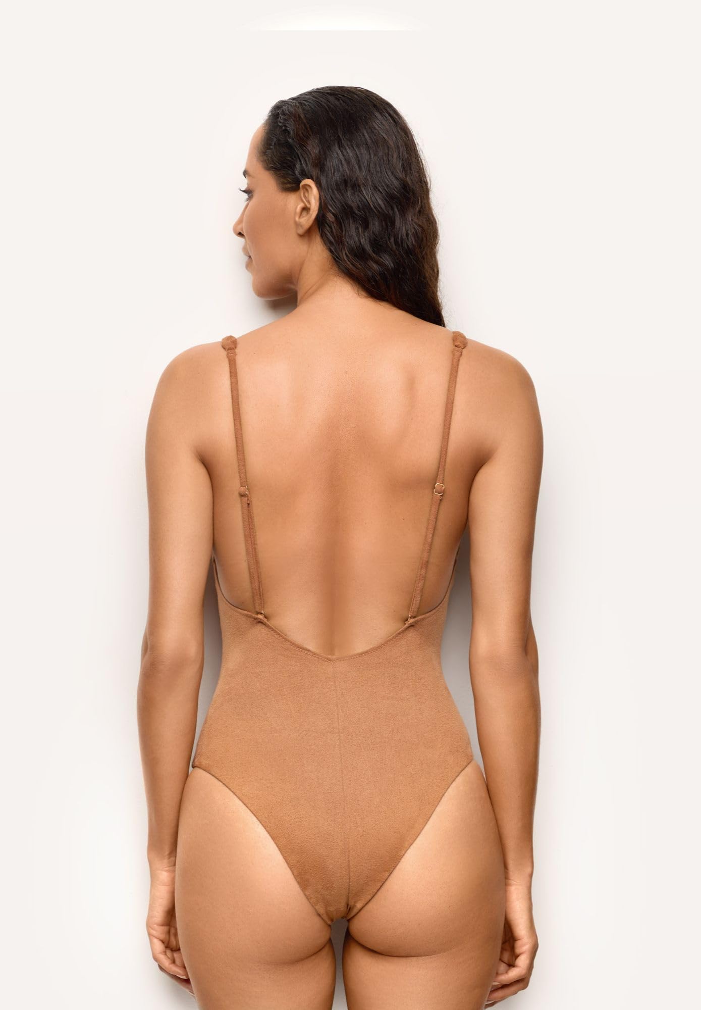 YAMAMAY - Costume da Bagno Intero Senza Ferretto, con Imbottitura Removibile, Donna, Jane, Nocciola, monocromo