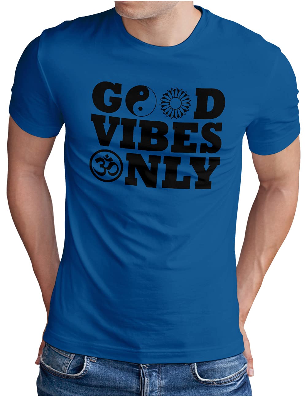 Good Vibes Only - Men's T-Shirt - Motivation Mood Slogan Quote - S - 5XL