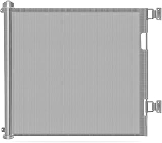 Retractable Baby Gate for Stairs Doorways - Wiscky Extra Wide Safety Kids Child Pets Puppy Cat Dog Gates 33\" Tall, Extends to 59\" Wide, Easy to Roll and Latch Toddlers Gate Indoor/Outdoor (Gray)