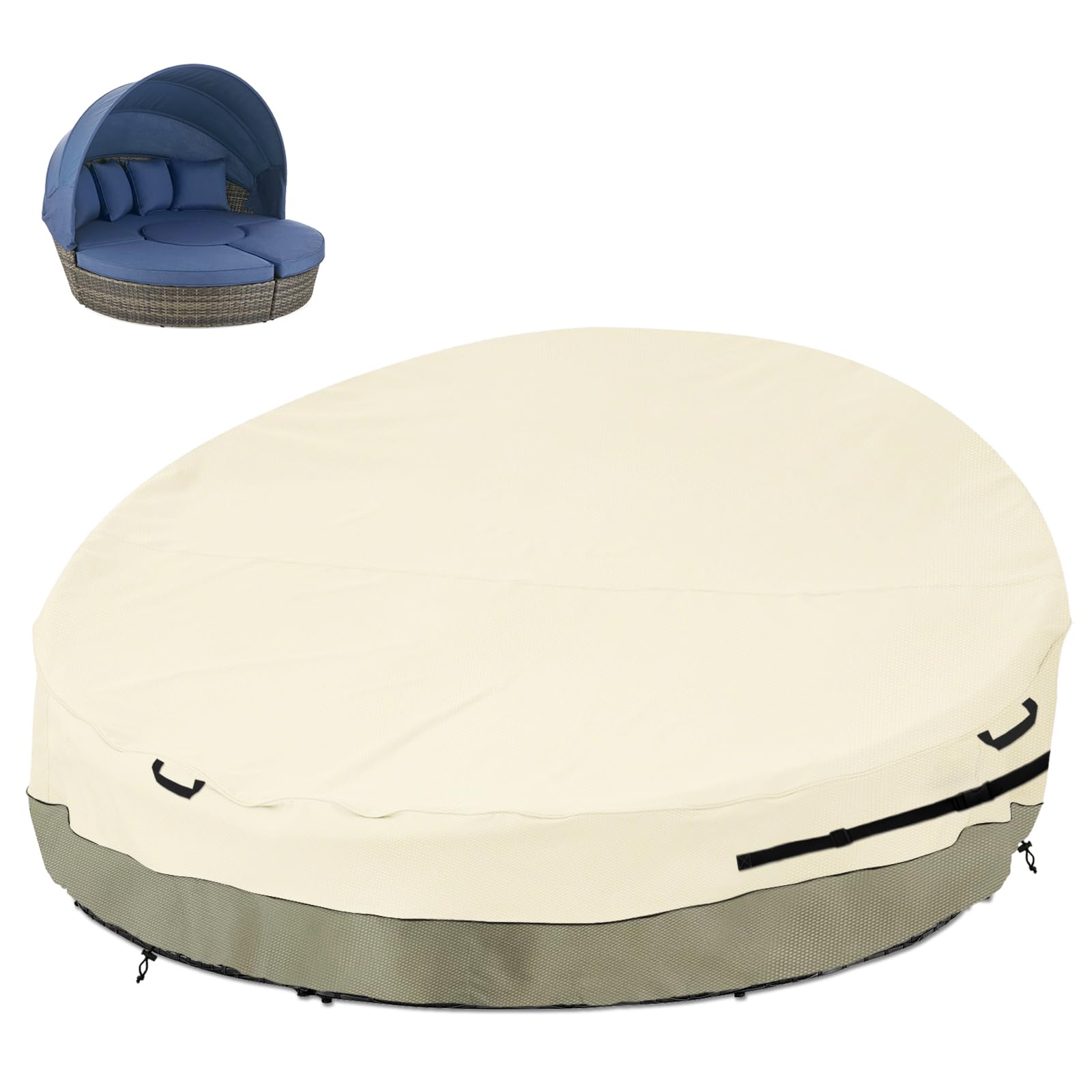 Bitubi 75 Inch Heavy Duty Waterproof Outdoor Daybed Cover - 600D Tough Canvas Anti-UV Patio Canopy Daybed Sofa Cover 75