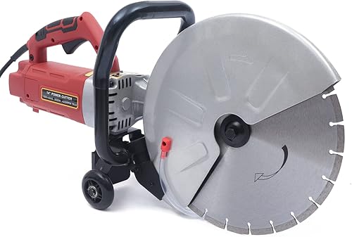 Sierra eléctrica de hormigón de 14 pulgadas con rodillos, cuchilla, cortador de ángulo húmedo y seco, cortador de hormigón, 3000 W