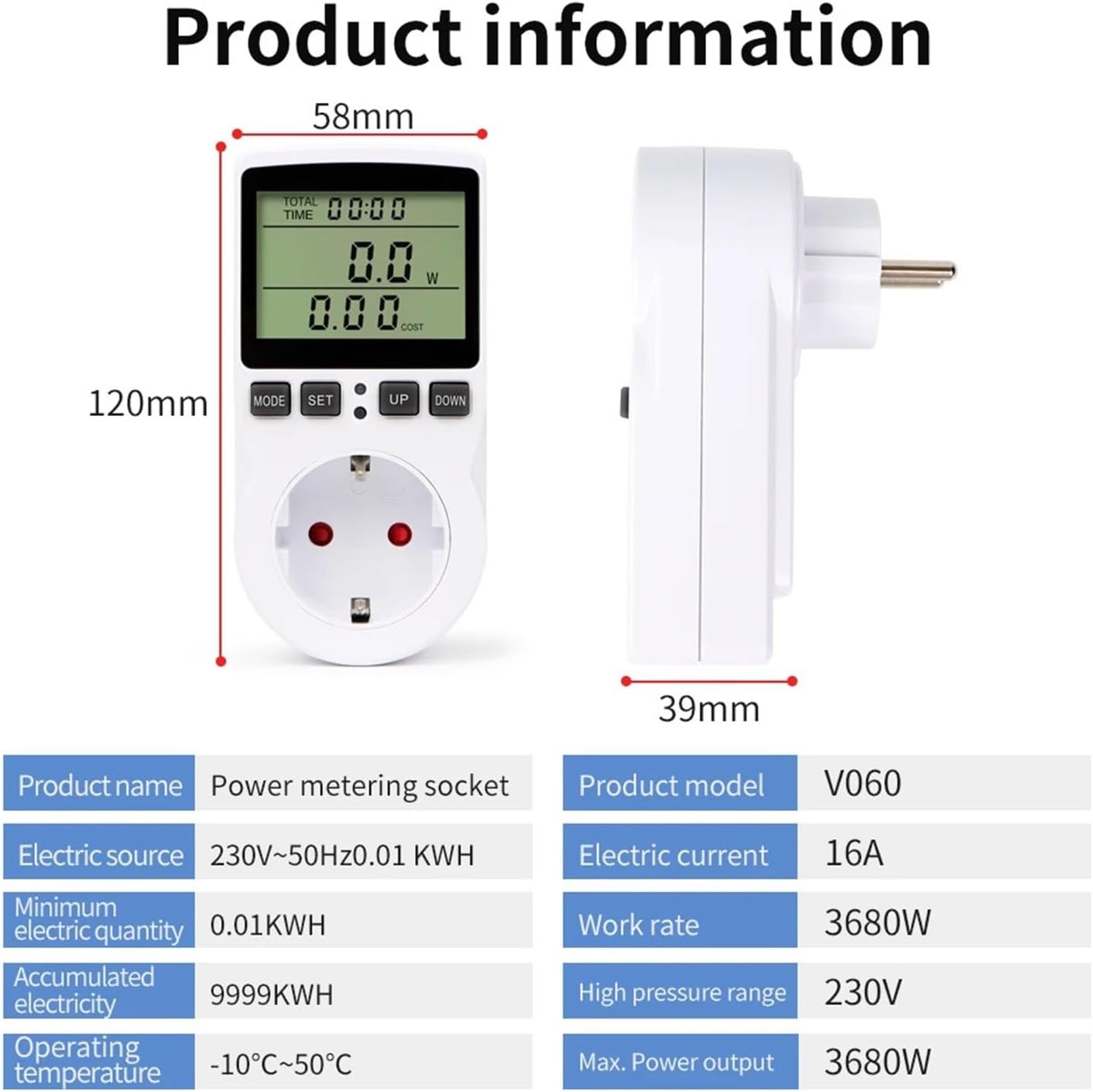 Digital LCD power meter/wattmeter socket (EU/US)(US)