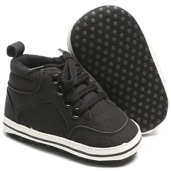 Babelvit Baby Boy Girl Soft Sole Canvas Sneakers Sparkle High Top Lace Up Infant Unisex Ankle Shoes Booties Toddler…