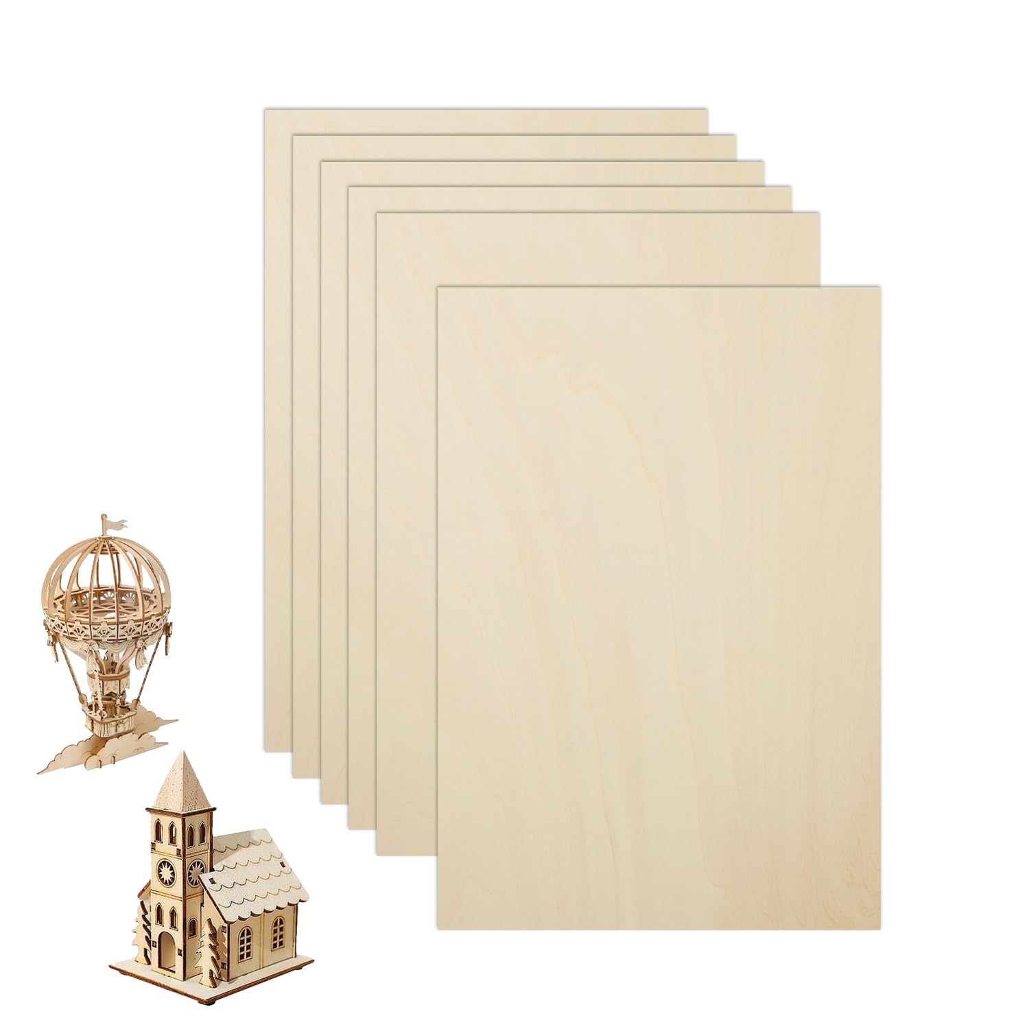 6 Pack Basswood Sheets 18"×24"×3/64" Unfinished Plywood Sheet Smooth Thin Wood Boards for Laser Cutting Wood Carving Burning DIY Crafts