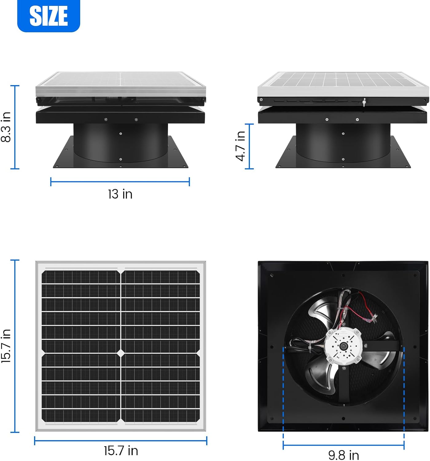 TXL 30W Solar Attic Exhaust Fan, Solar Roof Vent, 1800 CFM High-Flow Cooling for Up to 2,500 Sq Ft, Ideal for Attics, Warehouses, and Hot Spaces
