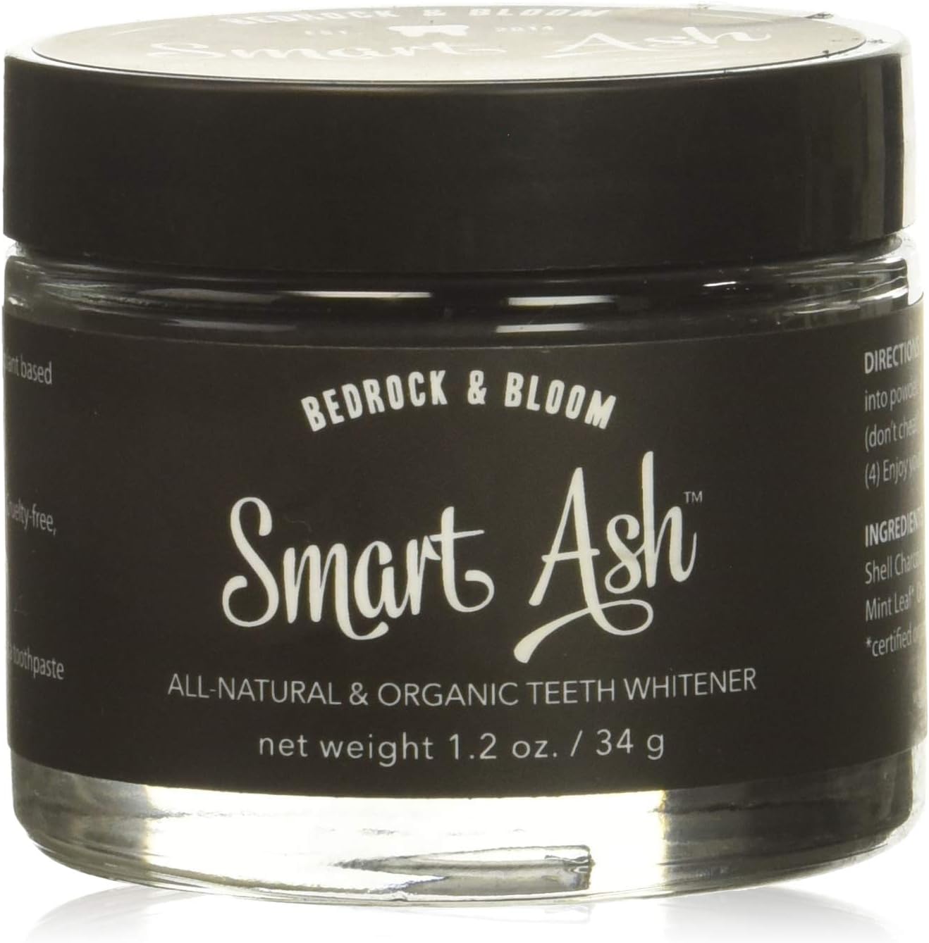 Smart Ash Organic All Natural Whitening Tooth Powder with Activated Charcoal & Bentonite Clay - Whitens, Desensitizes, Detoxifies - Toothpaste Alternative Safe for Sensitive Teeth (1)