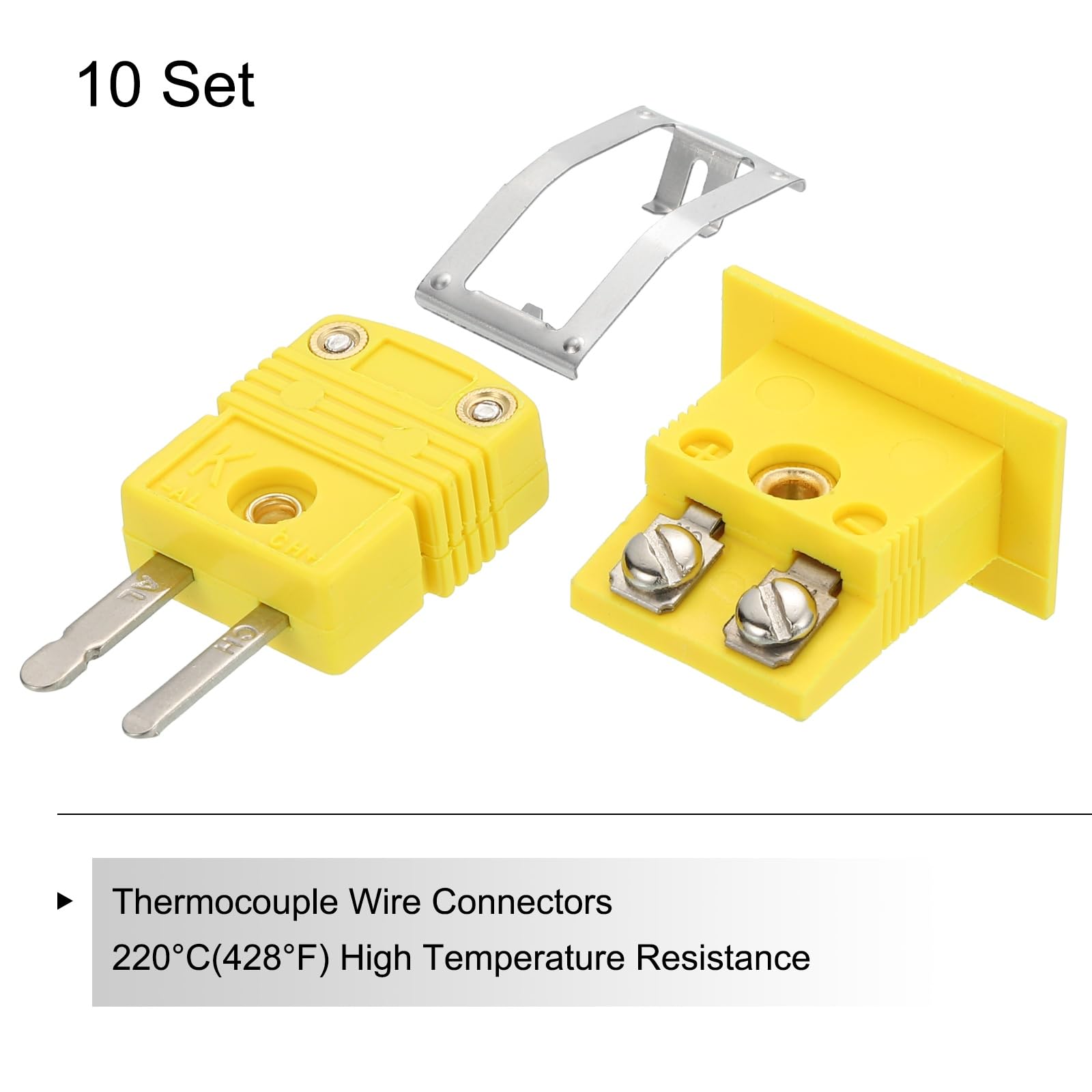 QUARKZMAN Connecteurs De Fil Thermocouple Type K Fiche Mâle Avec Mini Prise Panneau Montable 220°C(428°F) Pour Capteur Thermocouple 10 Jeu