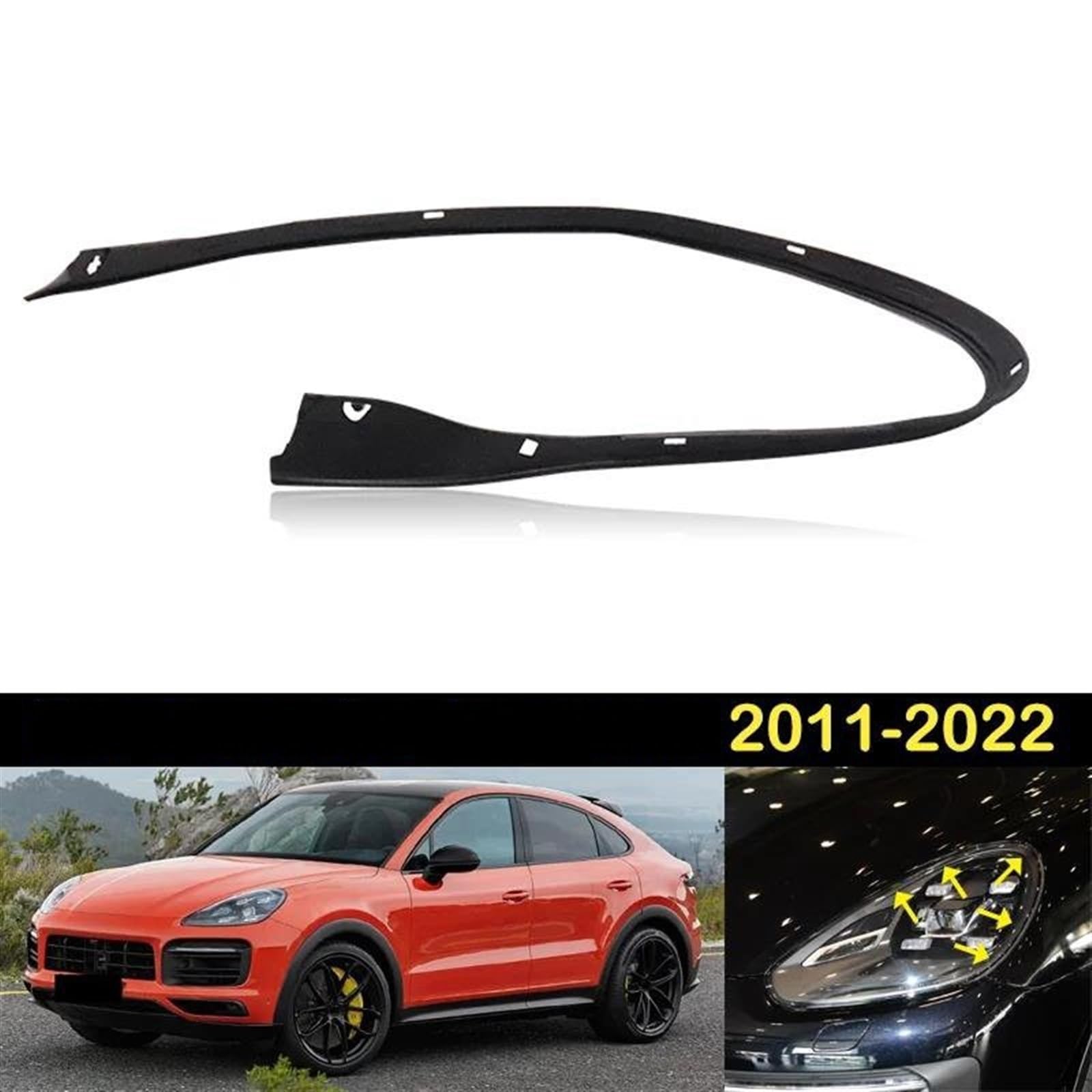 Cubierta de Lente Tira Sellado Goma Faros Delanteros Embellecedora para Cayenne 2011-2015 2016-2022 Tira Decorativa Faros Delanteros Cubierta del Faro del Coche(1pair,11-14)