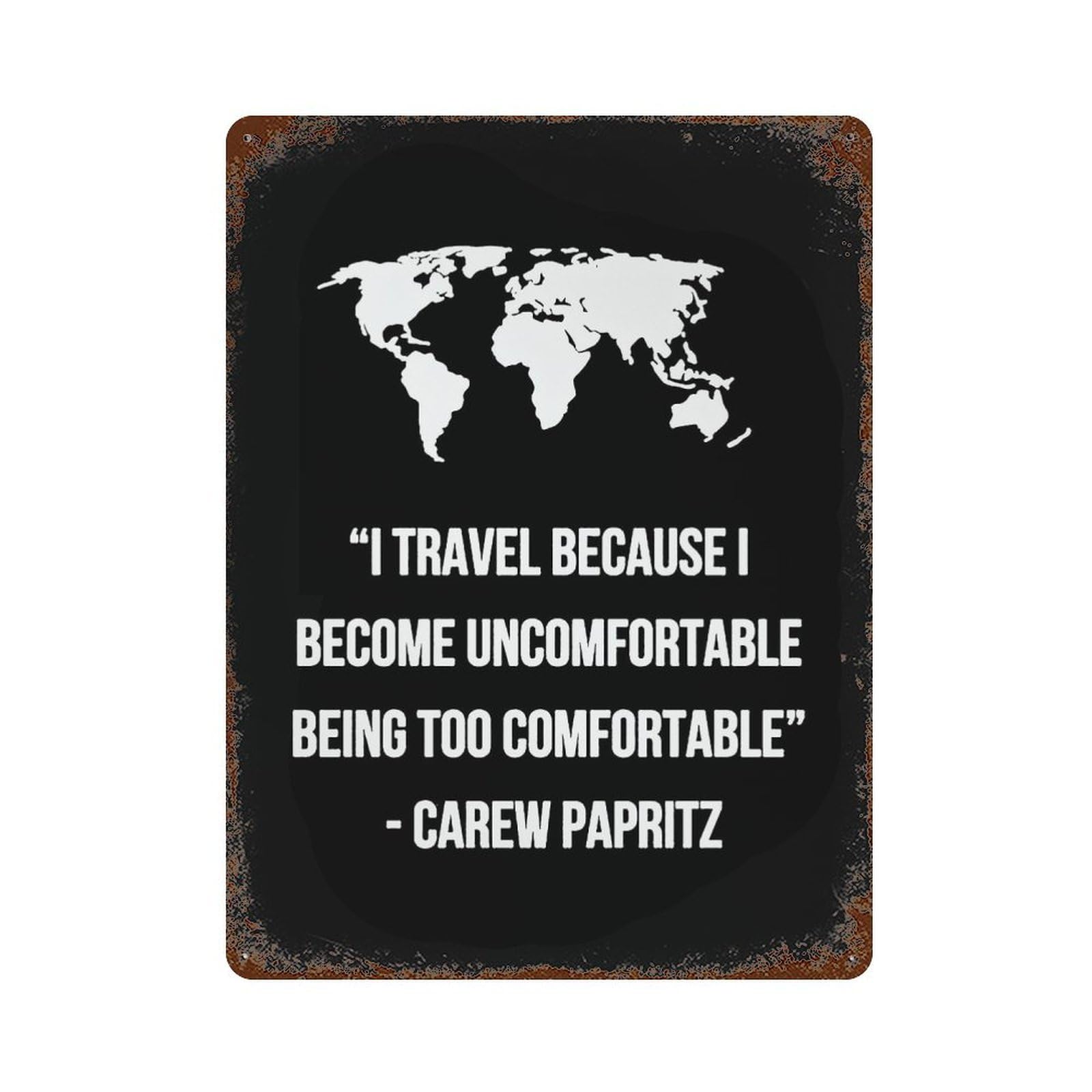 Rustic Tin Plaque Travel 15.7"x11.8", Vintage Wall Decor for Pub, Kitchen And Man Cave Decor