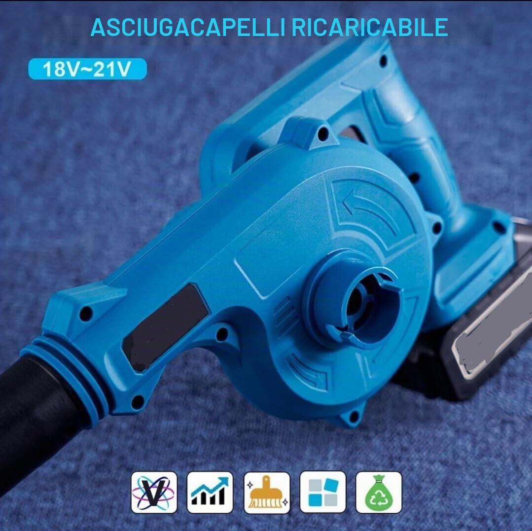 Soffiatore a batteria,aspiratore elettrico con sacco di raccolta e cannello, per aspirare e soffiare foglie,polvere e pulizia del giardino,aspirapolvere 2 in 1