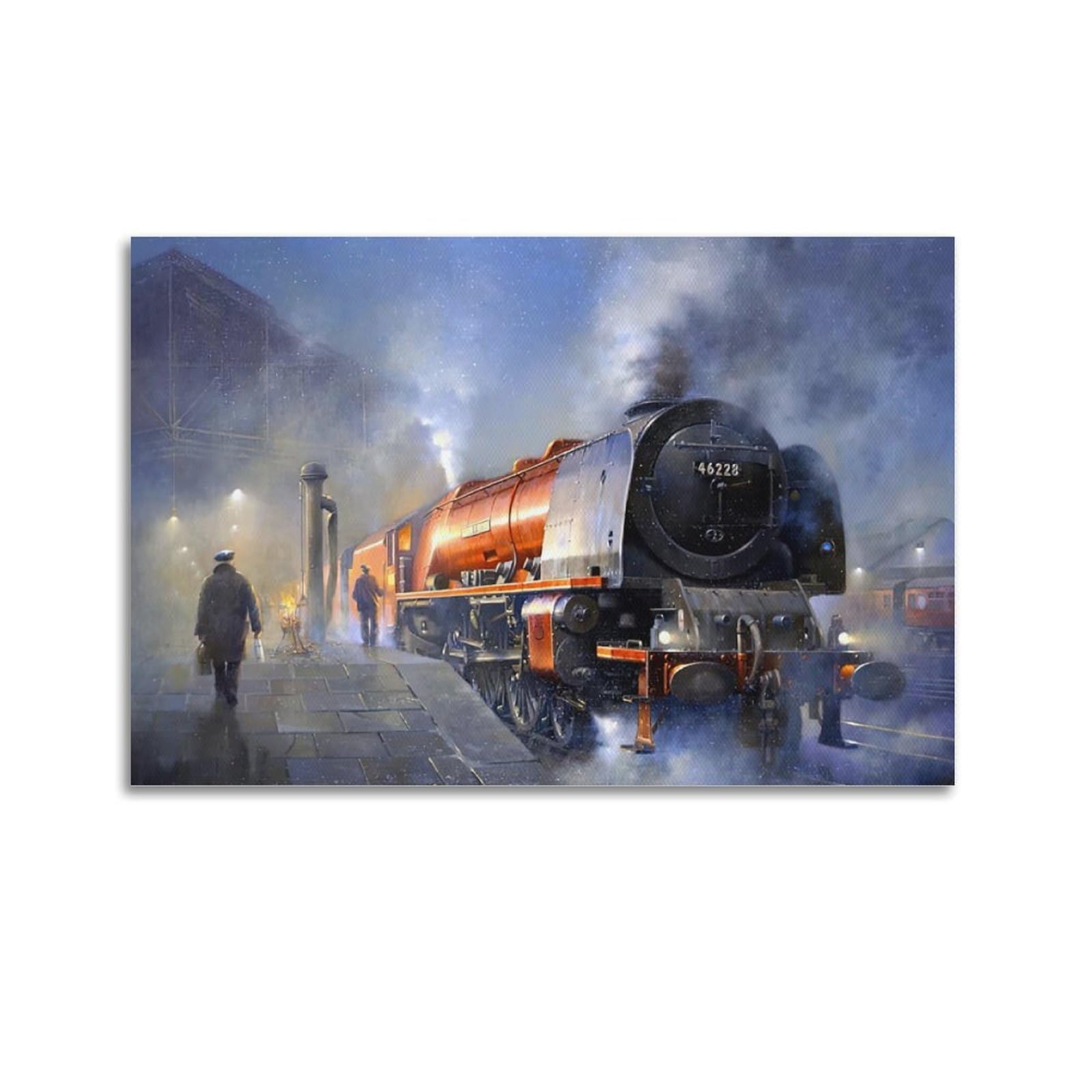 HUIYHB Vintage Steam Train Poster in The City Poster Decorative Painting Canvas Wall Posters And Art Picture Print Modern Family Bedroom Decor Posters 20x30inch(50x75cm)