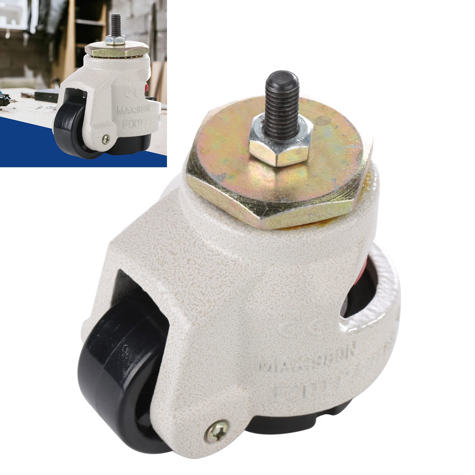 4 Pezzi GD-40S Rotelle Industriali con Stelo Filettato per Regolazione del Livello per Carichi Pesanti Nylon MC Metallo