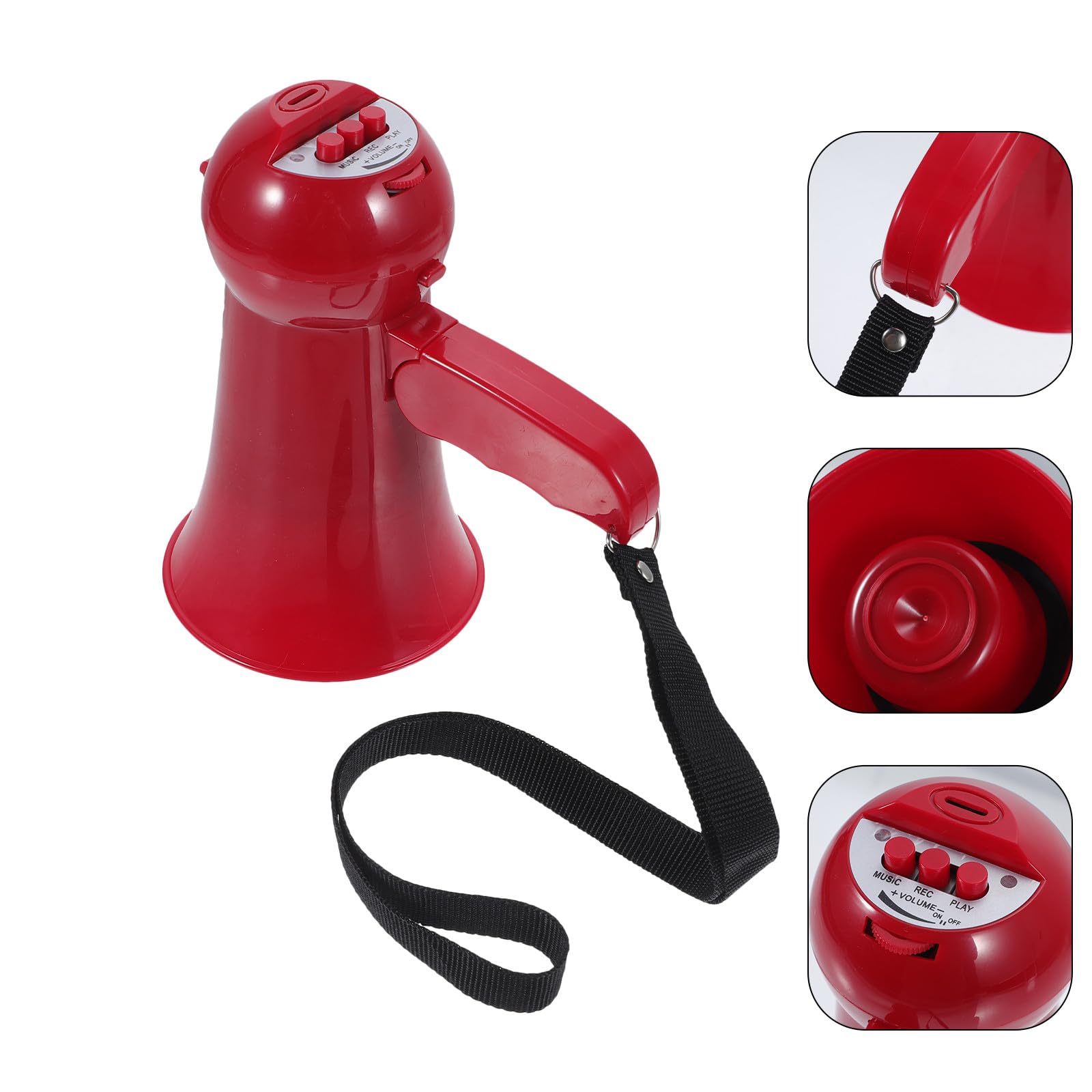 Veemoon Altavoz Megáfono Portátil Rojo Liviano con Control de Volumen y Correa de Mano para Eventos Deportivos y Fiestas