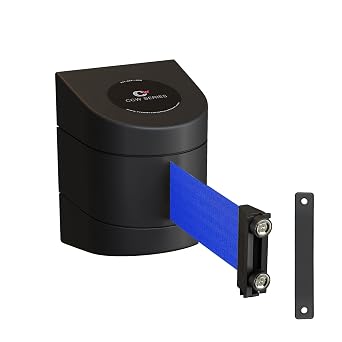 CCW Series WMB-230 Magnetic Wall Mount Retractable Belt Barrier 30 Foot Belt, Blue Belt with Black ABS Case