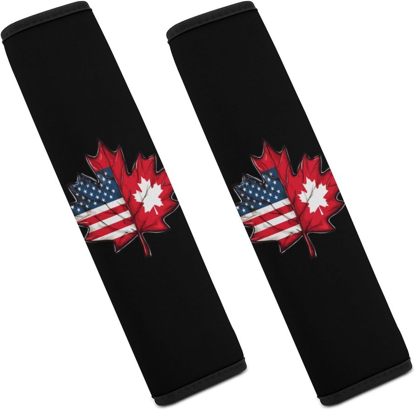 Half Canadian USA Flag Maple Leaf Car Seat Strap Covers Soft Seat Strap Shoulder Pads Seatbelt Covers for All Car Seats 2PCS