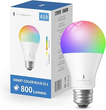 THIRDREALITY Smart Color Bulb ZL1,Zigbee hub Required,Compatible with Home AssistantZHA&Z2M,SmartThings,Aeotec,Homey,Hubitat or Echo Devices with Built-in Zigbee hub,A19 RGBCW Bulb,800 Lumens