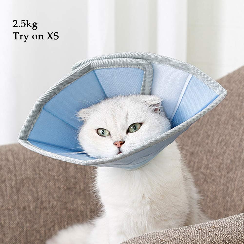 Dog Recovery Elizabethan Collar, Cat Soft Comfy Adjustable Massage E-Collar, Protective Pet Cone Double Side for After Surgery Prevent Pets Anti-Bite/Lick for Cat, Dog, Rabbit