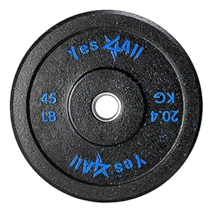 Yes4All Gekleurde rubberen bumperplaten (10, 15, 25, 40 lbs)/2-inch Olympische halterschijven voor krachttraining/gewichtheffen