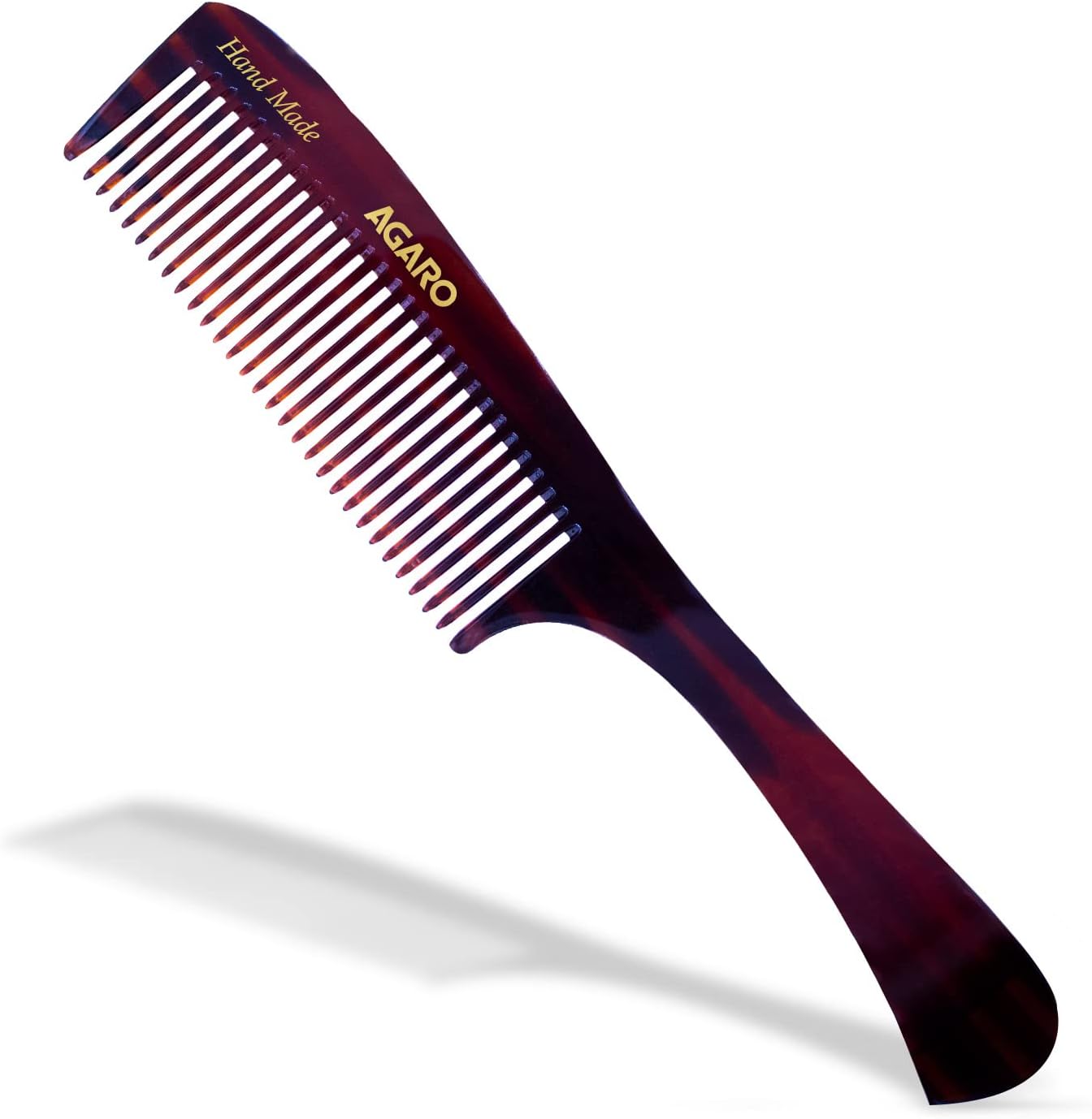 AGAROHand Made Comb With Handle, Grooming Comb For Professional Styling, Wide Tooth, Smooth Rounded Teeth, Hair Styling, Hair Brushing, Hair Dressing, Cellulose Acetate Comb, For Men & Women, HMC79,
